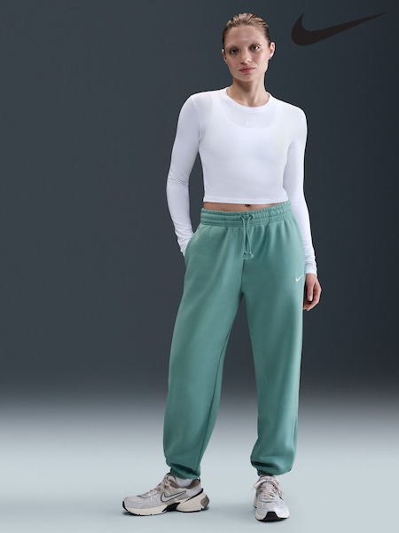 Nike Cannon Blue Sportswear Phoenix Fleece High-Waisted Oversized Joggers (AP3188) | £55