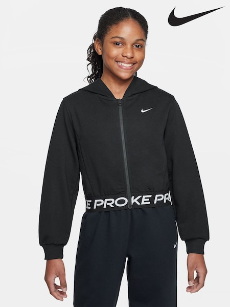 Nike Black Pro Dri-FIT Cropped Fleece Hoodie (AP3777) | £43