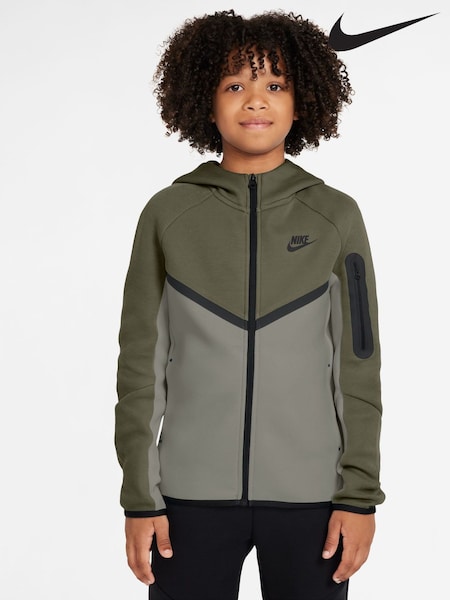 Nike Olive Green Tech Fleece Zip-Up Hoodie (AP3797) | £65