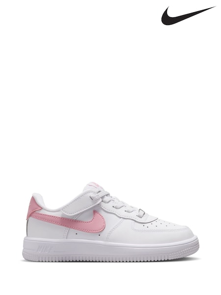 Nike White/Med Soft Pink Junior Air Force 1 Easy On Trainers (AP3858) | £55