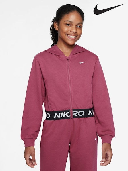 Nike Beet Pink Pro Dri-FIT Cropped Fleece Hoodie (AP3869) | £43