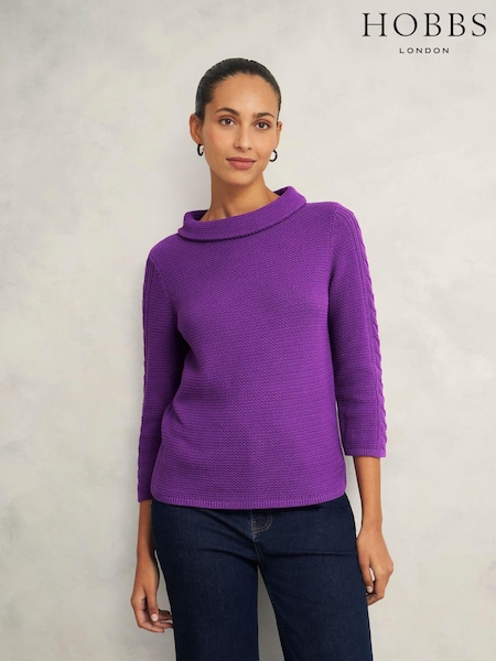Hobbs Purple Camilla 100% Cotton Jumper (AP3967) | £79