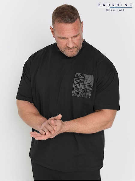BadRhino Big & Tall Black Ironrhino Established 2024 100% Cotton T-Shirt (AP3977) | £36