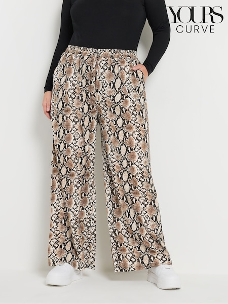 Yours Curve Brown Snake Print Pull On Trousers (AP4026) | £31