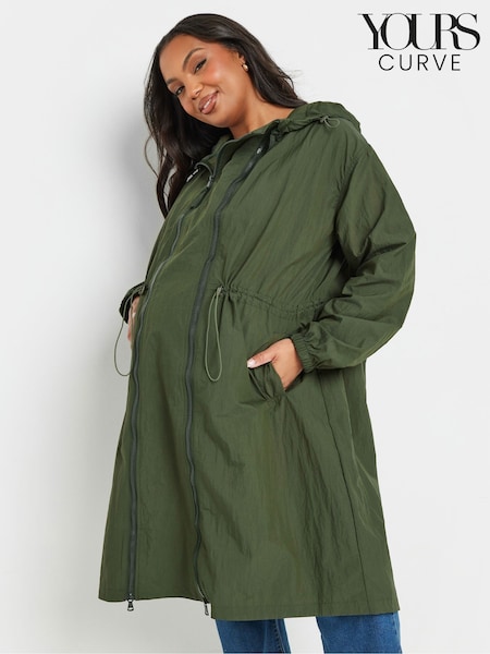 Yours Curve Green Maternity Lightweight Longline Parka (AP4066) | £41