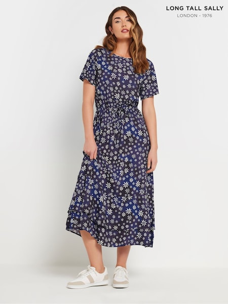 Long Tall Sally Blue Tie Waist Dress (AP4071) | £36