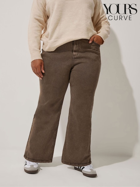 Yours Curve Brown Limited Straght Leg Jeans (AP4072) | £34