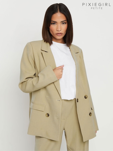 PixieGirl Petite Natural Double Breasted Oversized Blazer (AP4111) | £55