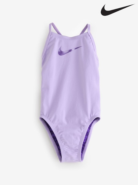 Nike Purple Hydrastrong Multi Print Lace Back One Piece Swimsuit (AP4141) | £28