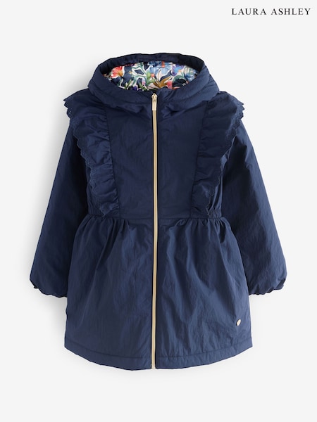 Laura Ashley Navy Frill Coat (AP4179) | £0