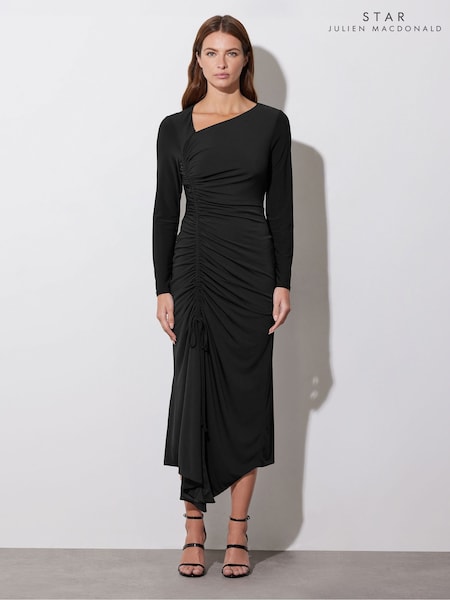 Star by Julien MacDonald Black Asymetric Ruched Dress (AP4257) | £65