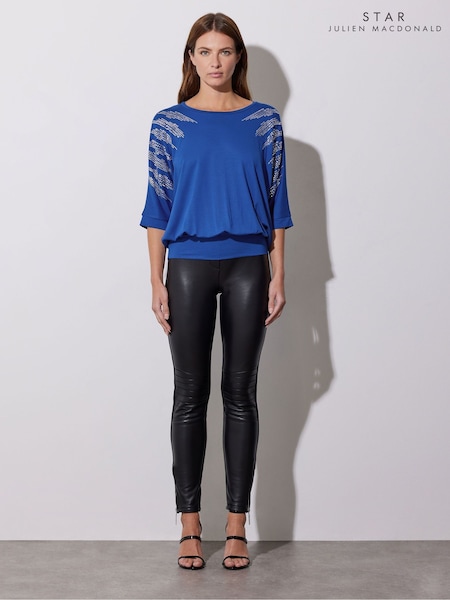 Star by Julien MacDonald Blue Diamante Detail Grown On Sleeve Top (AP4282) | £45