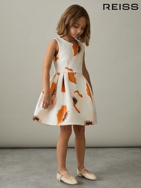 Reiss Ivory Print Trinny 4-9 yrs Floral Scuba Sleeveless Dress (AP4315) | £45