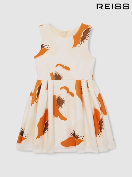 Reiss Ivory Print Trinny 13-14 yrs Floral Scuba Sleeveless Dress (AP4318) | £53