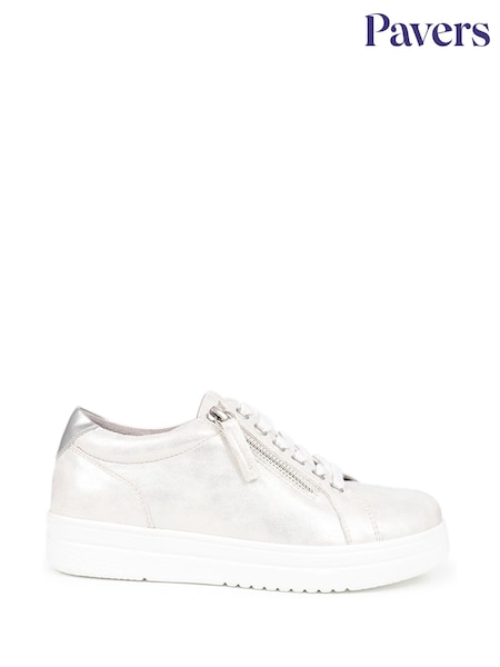 Pavers Silver Lace-Up Chunky Trainers (AP4493) | £40