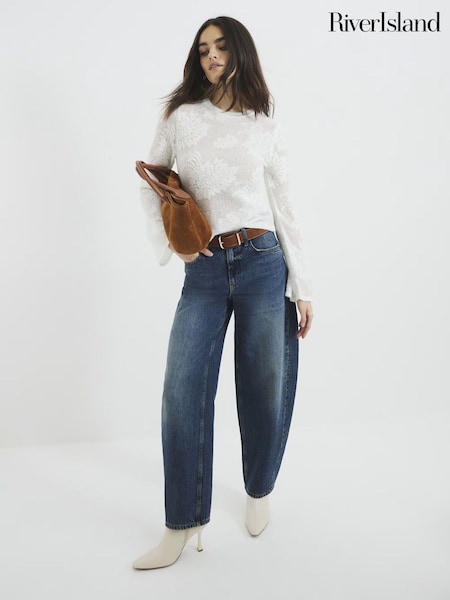 River Island Cream Floral Knit Top (AP4573) | £35