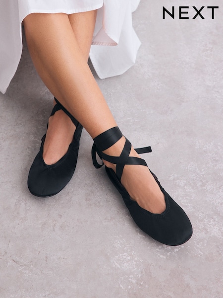 Black Forever Comfort® Wrap Up Ballerina Flats (AP4623) | £34