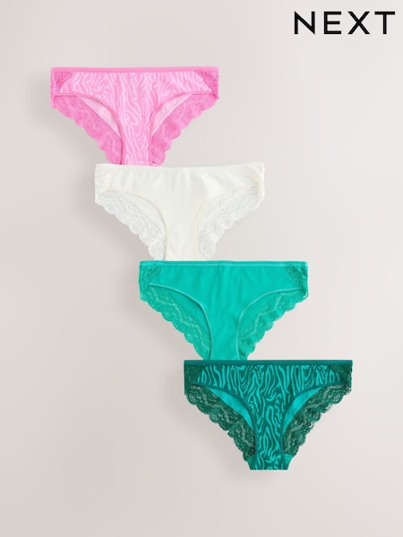 Zebra Print Bikini Lace Knickers 4 Pack (AP5001) | £17