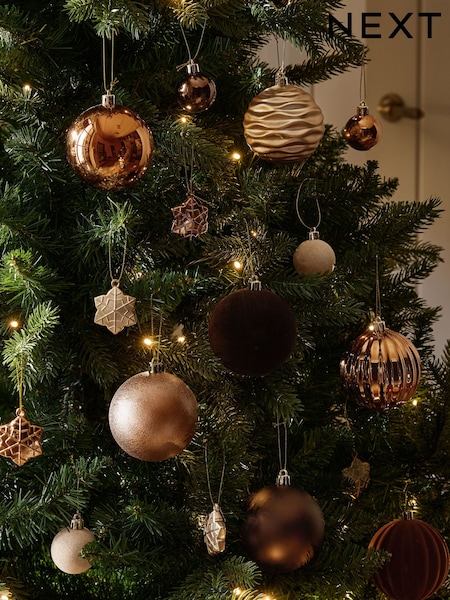 50 Pack Copper Chocolate Shatterproof Christmas Baubles (AP5107) | £16