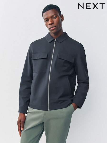 Navy Blue Smart Technical Shacket With Stretch (AP5170) | £59