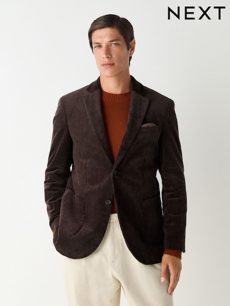 Chocolate Brown Regular Fit Regular Fit Cord Blazer (AP5177) | £89