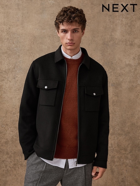 Black Premium Wool Rich Soft Touch Jacket (AP5181) | £99