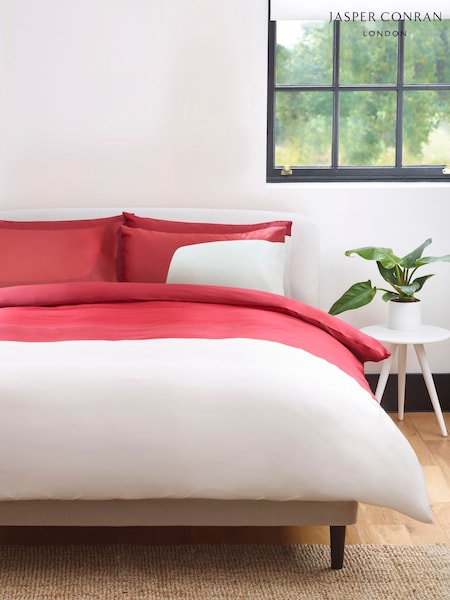 Jasper Conran London Chilli Red 300 Thread Count Colourblock Pillowcase Pair (AP5254) | £30