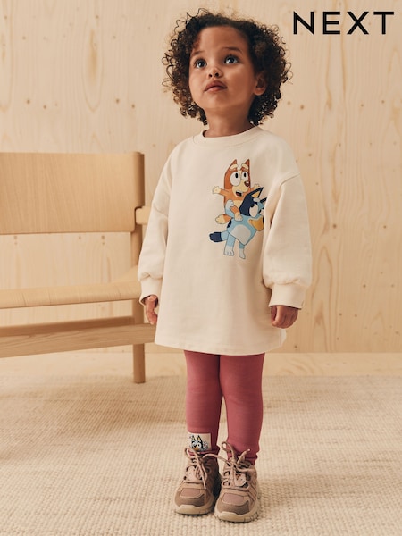 Ecru White Bluey Long Sleeve Top and Leggings Set (3mths-7yrs) (AP5267) | £18 - £20
