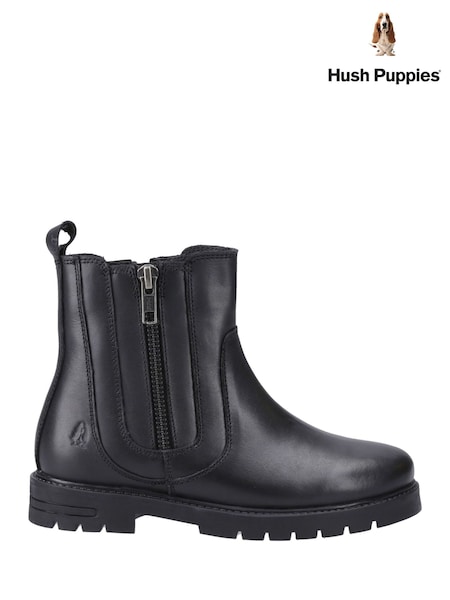 Hush Puppies Senior Liana School Black Boots (AP5268) | £62