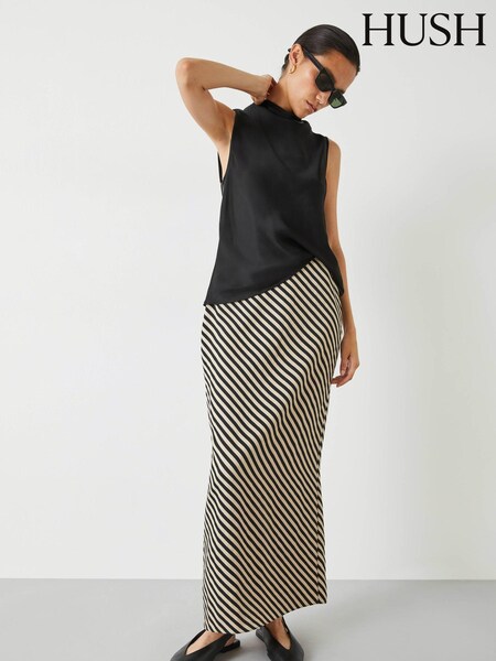 Hush Black Reema Split Maxi Skirt (AP5353) | £22