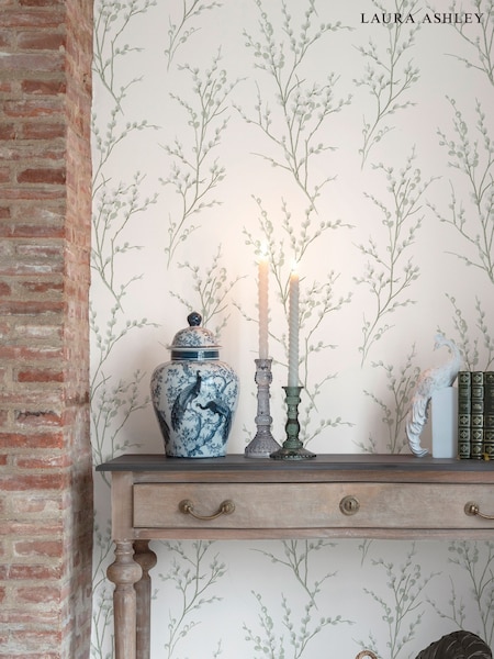Laura Ashley Sage Green Pussy Willow A4 Wallpaper Sample (AP5603) | £1