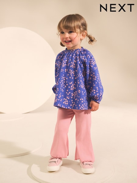 Blue Ditsy Floral Long Sleeve Blouse and Leggings Set (3mths-7yrs) (AP5623) | £12 - £16