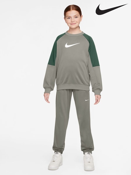 Nike Grey Dri-FIT Poly Crew Tracksuit (AP5661) | £55