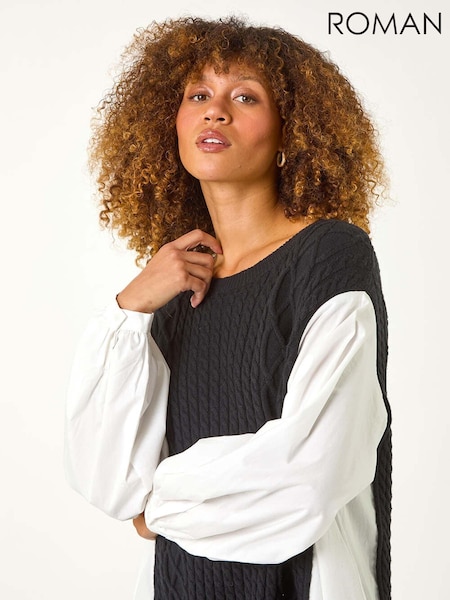 Roman White 2 in 1 Yoke Knitted Jumper (AP5737) | £50