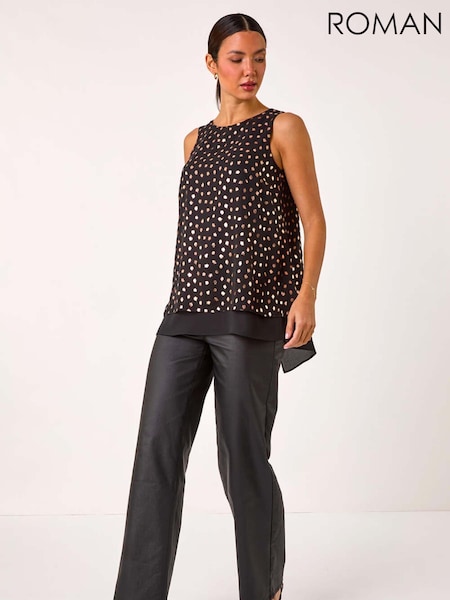 Roman Metallic Foil Spot Print Double Layer Top (AP5825) | £40