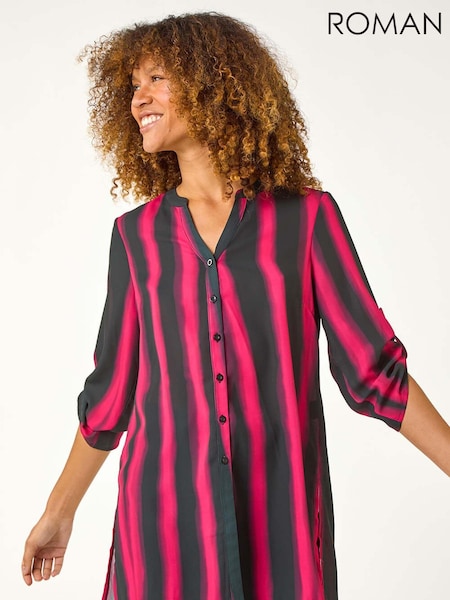 Roman Red Linear Print Longline Blouse (AP5861) | £42
