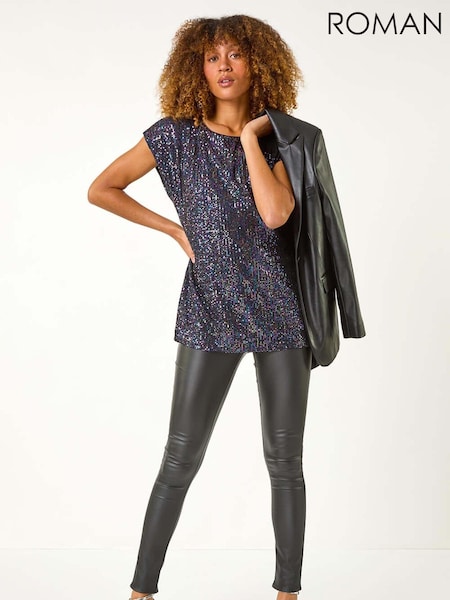 Roman Purple Sequin Tunic Stretch Top (AP5917) | £55