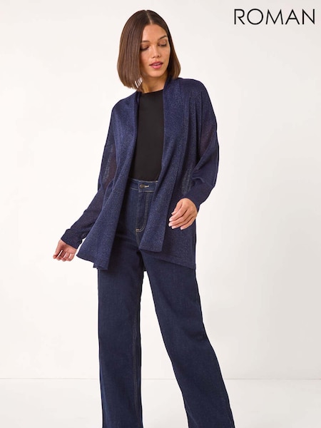 Roman Blue Shimmer Longline Knit Cardigan (AP5961) | £36