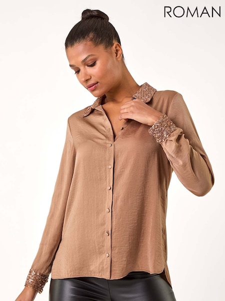 Roman Metallic Sequin Collar and Cuff Shirt (AP5969) | £45
