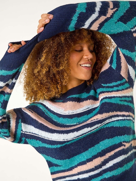 Roman Green Sequin Animal Print Jumper (AP5989) | £48