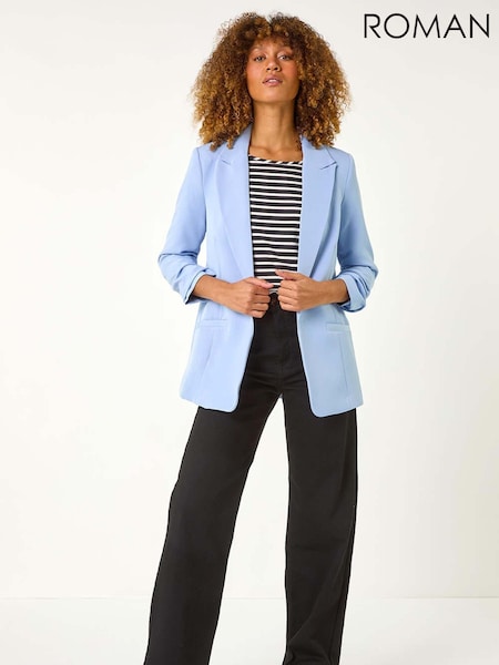 Roman Blue Tailored Ruched Sleeve Stretch Jacket (AP6028) | £55