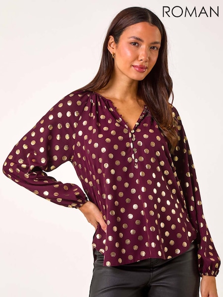 Roman Purple Spot Foil Print Blouse (AP6035) | £45