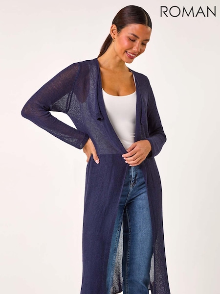 Roman Blue Waterfall Knit Longline Cardigan (AP6041) | £40