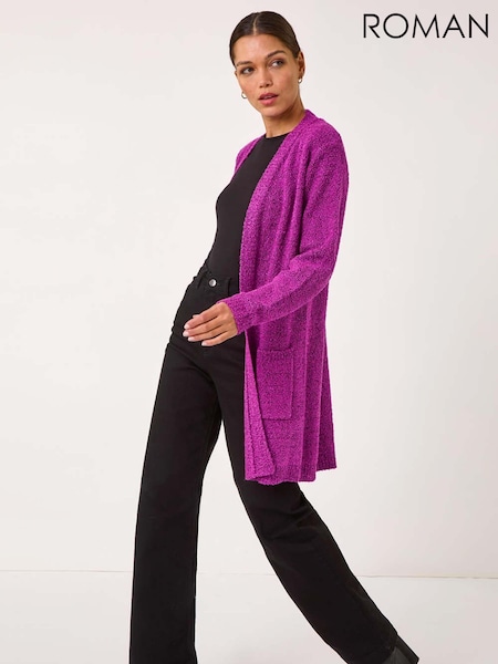 Roman Purple Textured Pocket Cardigan (AP6049) | £42