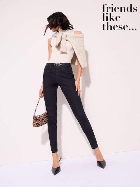 Friends Like These Black Petite Elasticated Waist Denim Jeggings (AP6109) | £25