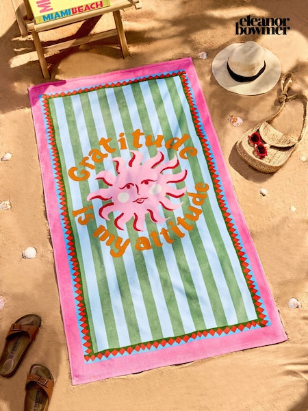 Eleanor Bowmer Multi Grattitude is my Attitude Slogan 100% Cotton Beach Towel (AP6125) | £18