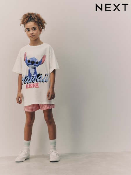 White Oversized 100% Cotton Disney Lilo and Stitch License T-Shirt (3-16yrs) (AP6127) | £15 - £20