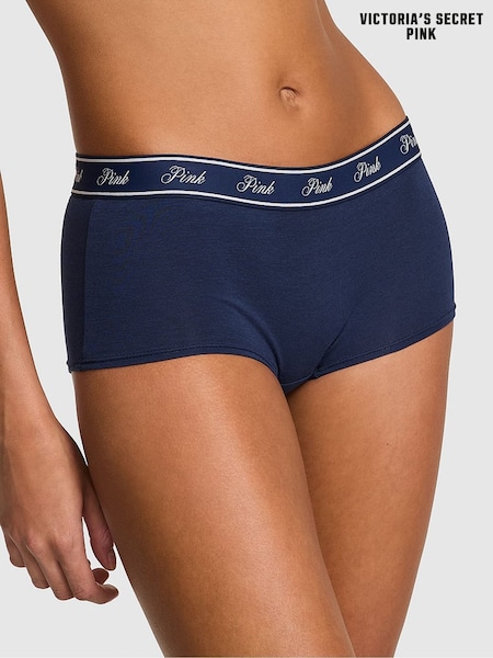 Victoria's Secret PINK Midnight Navy Blue Short Cotton Logo Knickers (AP6176) | £9