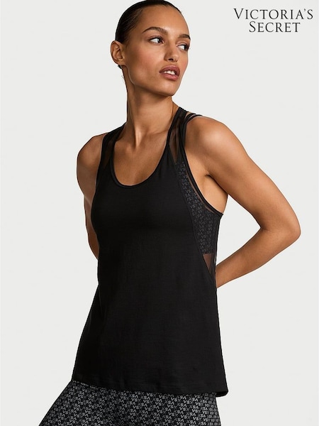 Victoria's Secret Black Racerback Mesh Tank Top (AP6198) | £29