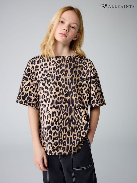 smALLSAINTS Leopard Oversized Girls Crew 100% Cotton T-Shirt (AP6243) | £22 - £26